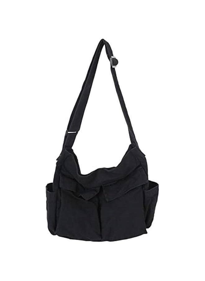 Generic - Wen Men Crossbody Shoulder Bag Large Tote Bag with Multiple Pockets Canvas Messenger Tote Bag for Wen and Men - Image 1