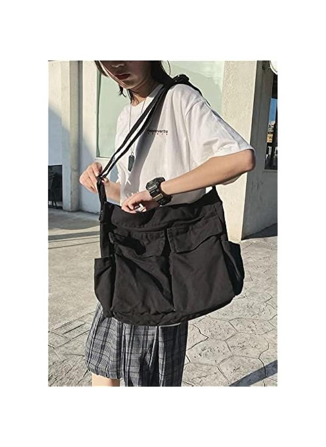 Generic - Wen Men Crossbody Shoulder Bag Large Tote Bag with Multiple Pockets Canvas Messenger Tote Bag for Wen and Men - Image 1