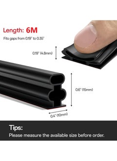 RATSAW Door Weather Stripping Door Seal Strip 6 M Self-Adhesive Rubber Door Insulation Weather Strip for Window and Door Soundproofing Upgraded Version Weatherstripping for Door Frame Gap Blocker  - Image 2