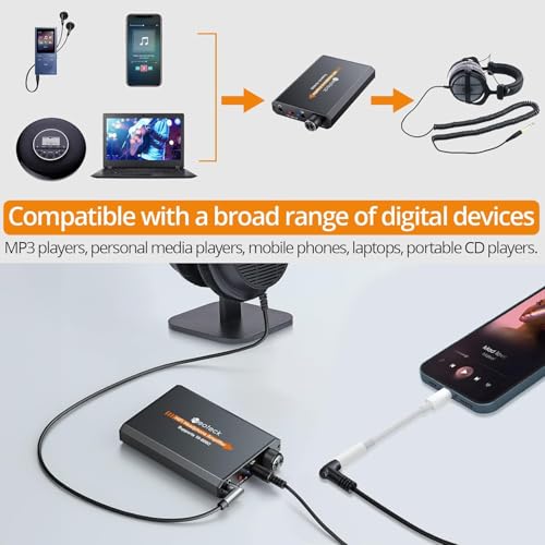 Neoteck Amplifier 16-600 Ohm Portable Headphone Amplifier,3.5mm Jack Rechargeable Headphone Amp with Volume Control,Two-Stage Gain Switch, Headset Amplifier for PC/CD/MP3/MP4 Players - Image 4