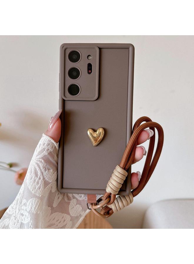 The Bros Case For Samsung Galaxy Note20 Ultra 5G Solid Color 3D Love TPU Phone Case with Lanyard