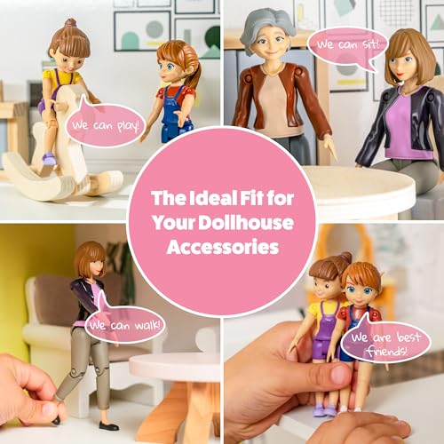 TOMLEON Dollhouse People, Bendable Dollhouse Family Set – 9 Poseable Figures Including Grandpa, Grandma, Mom, Dad, Sister, Brother, Cousins, and a Baby Girl – Perfect for Dollhouse Play and Imaginative Fun - Image 2