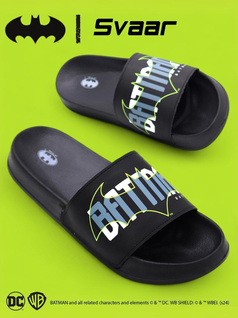 SVAAR Authentic Batman Edition Men's Classic Ultra Soft Sliders/Slippers with Cushion Footbed | Waterproof & Everyday Flip Flops for Gents/Boys Black - Image 2