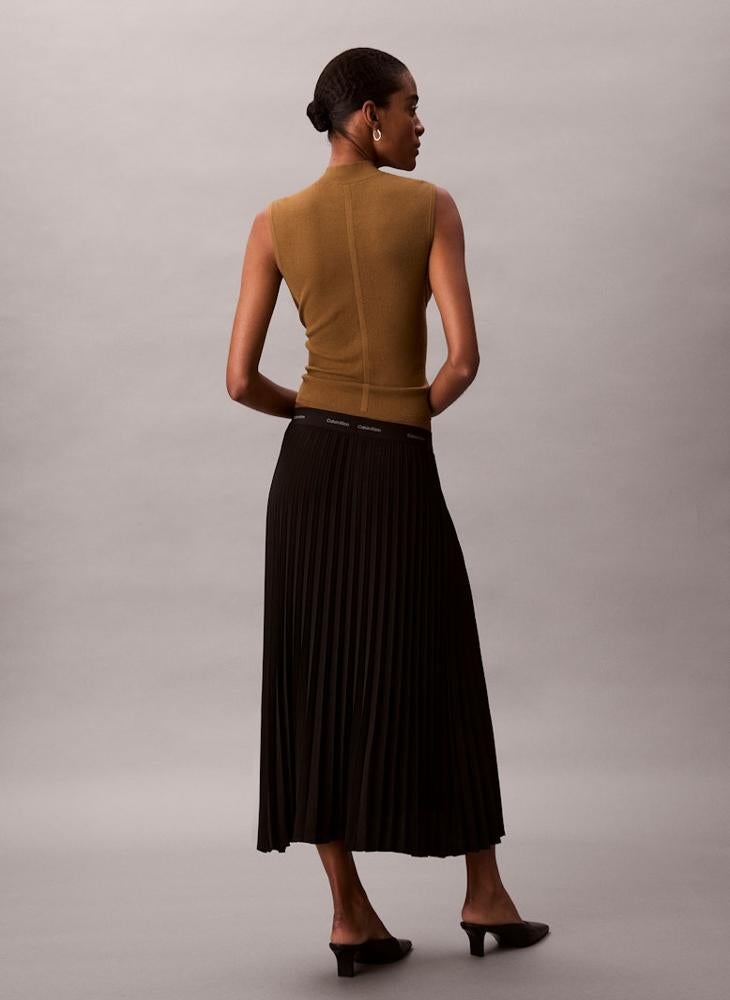 CALVIN KLEIN Pleated Crepe Midi Skirt - Image 2