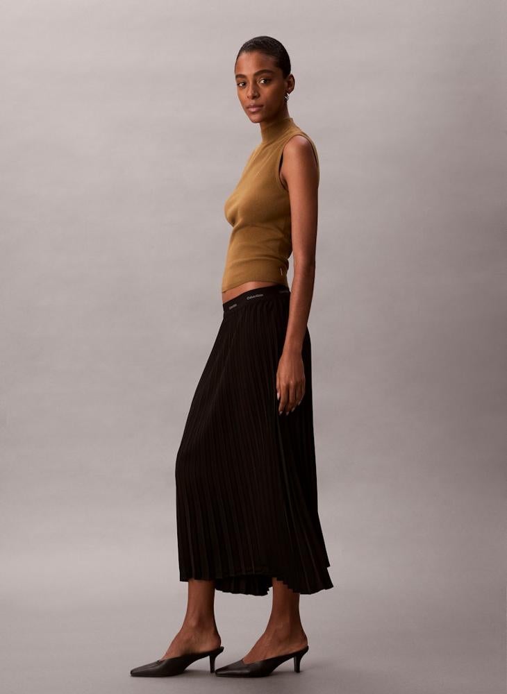 CALVIN KLEIN Pleated Crepe Midi Skirt - Image 3