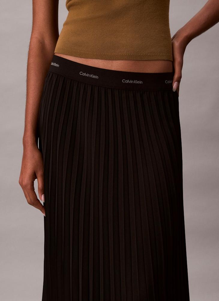 CALVIN KLEIN Pleated Crepe Midi Skirt - Image 4