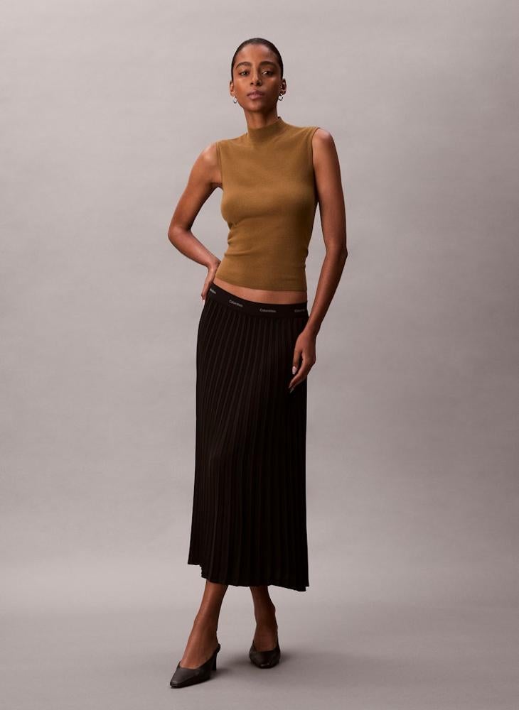 CALVIN KLEIN Pleated Crepe Midi Skirt - Image 5