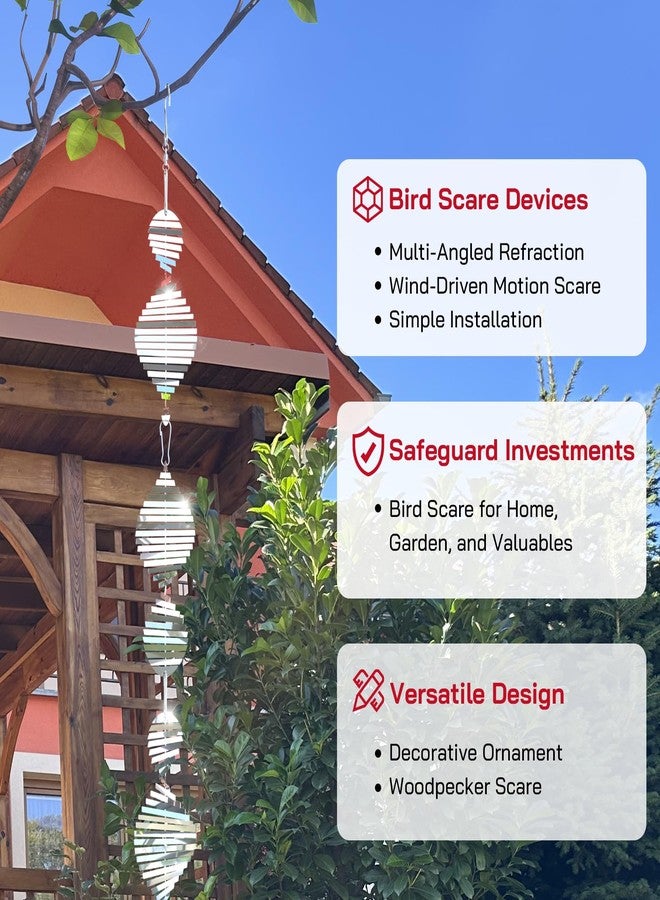 Factee Shyldeva Bird Deterrents for Outside, Reflective 3D Stainless Steel Wind Spinners, Garden Decor, Bird Scare Devices to Keep Woodpeckers, Pigeons Away from Your House, Patio, Orchards - Image 2