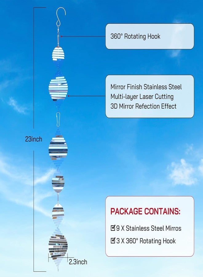 Factee Shyldeva Bird Deterrents for Outside, Reflective 3D Stainless Steel Wind Spinners, Garden Decor, Bird Scare Devices to Keep Woodpeckers, Pigeons Away from Your House, Patio, Orchards - Image 5