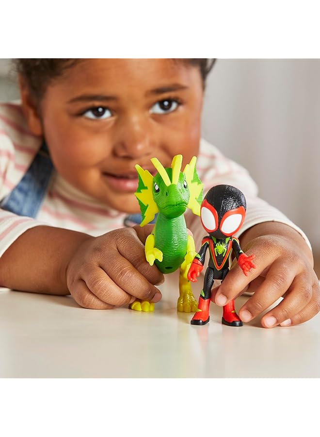 سبايدي اند هيز اميزينج فريندز ألعاب أبطال مارفل الخارقين للأطفال من عمر 3 سنوات فما فوق: شخصيات متحركة من الديناصورات الإلكتروصورية من دينو ويبز، مايلز "سبين" موراليس - Image 5