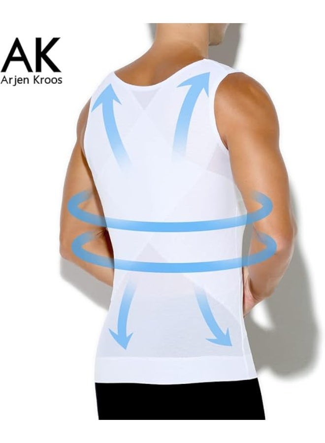 Bukela Men's Slimming Shirt Mesh Compression Shirt 4-Way Stretch Body Shaper for Chest,Abdomen & Posture Support - Image 3