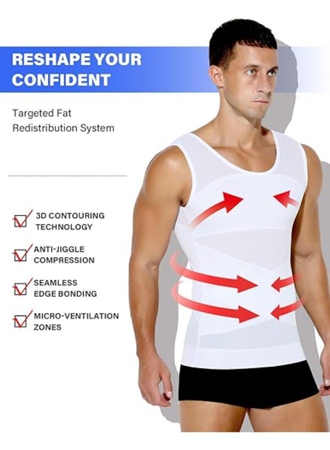 Bukela Men's Slimming Shirt Mesh Compression Shirt 4-Way Stretch Body Shaper for Chest,Abdomen & Posture Support - Image 2