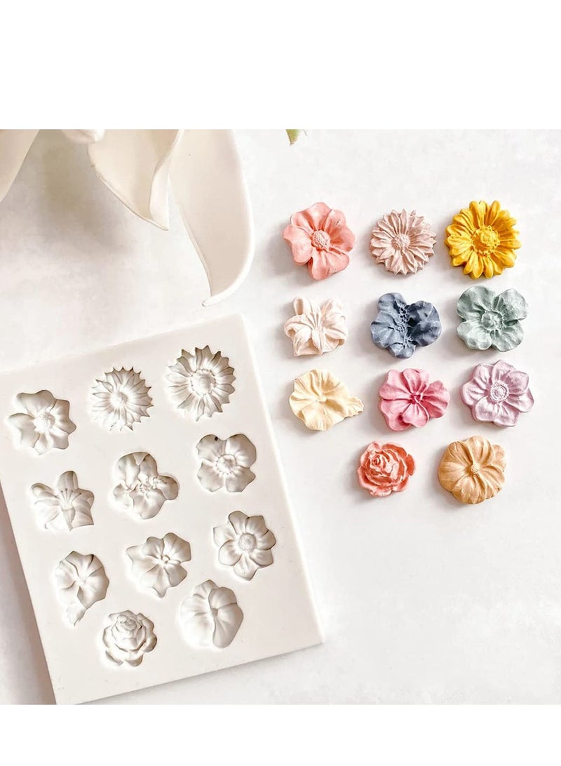 Excefore Flower Clay Molds, Daisy Rose Sunflower Polymer Clay Molds, Polymer Clay Molds for Jewelry Making, Different Size Flowers Silicone Molds for Clay Jewelry Earring Making - Image 2