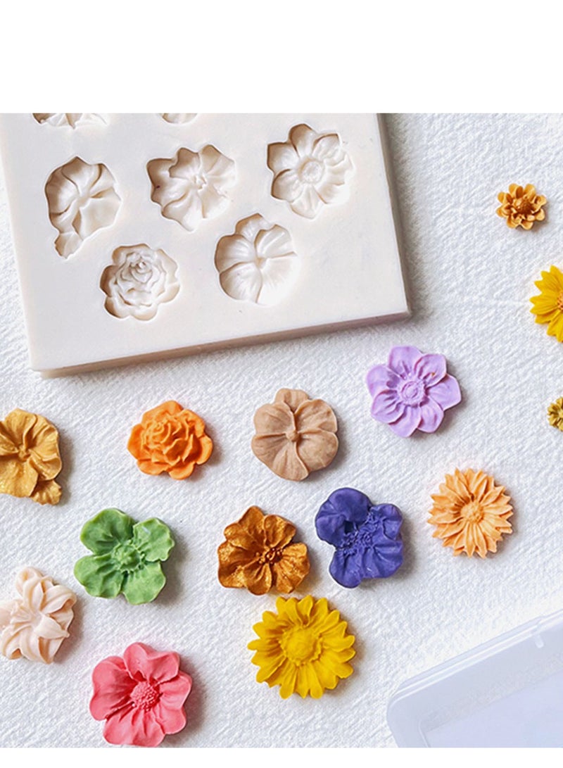 Excefore Flower Clay Molds, Daisy Rose Sunflower Polymer Clay Molds, Polymer Clay Molds for Jewelry Making, Different Size Flowers Silicone Molds for Clay Jewelry Earring Making - Image 5