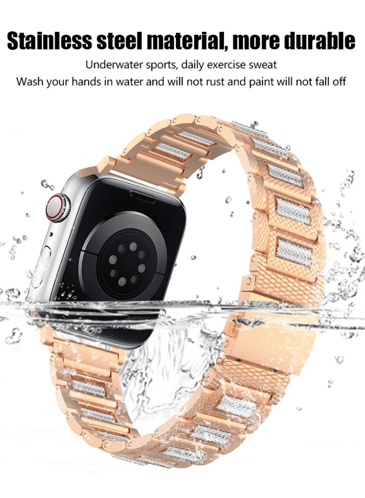 الفولاذ المقاوم للصدأ ورد الذهب التفاح الكرة حزام لسلسلة iwatch فوق SE 8 7 6 5 4 3 2 1 متوافق 42/44/45/46/49mm - Image 4