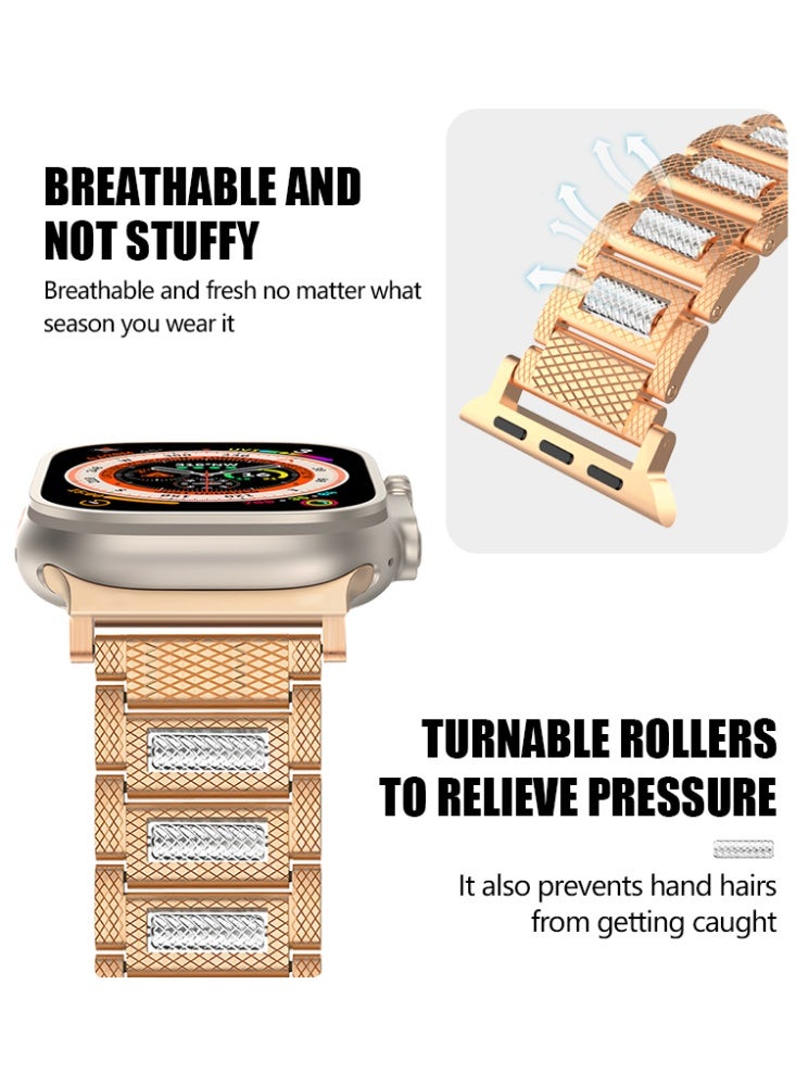 الفولاذ المقاوم للصدأ ورد الذهب التفاح الكرة حزام لسلسلة iwatch فوق SE 8 7 6 5 4 3 2 1 متوافق 42/44/45/46/49mm - Image 3