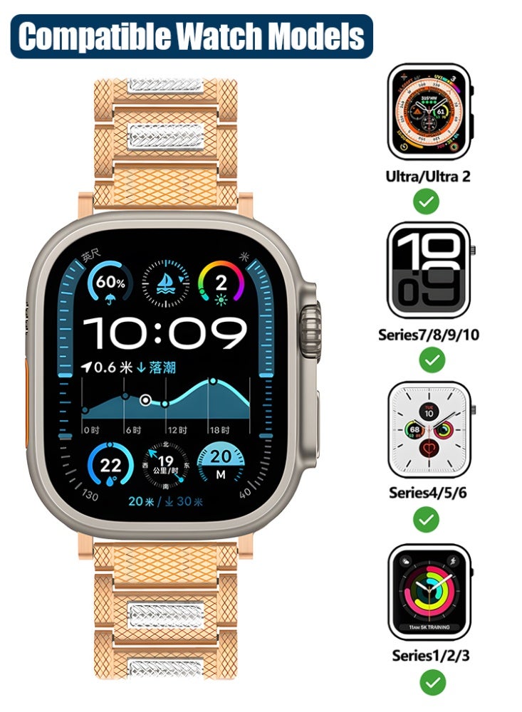 الفولاذ المقاوم للصدأ ورد الذهب التفاح الكرة حزام لسلسلة iwatch فوق SE 8 7 6 5 4 3 2 1 متوافق 42/44/45/46/49mm - Image 2