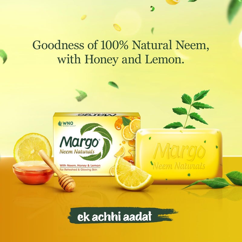 Margo Neem Naturals Soap with Goodness of 1000 Neem Leaves 100gm X Pack of 5 Enriched With Honey Lemon Soap for Refreshed Glowing Skin 100GM X 5 - Image 3