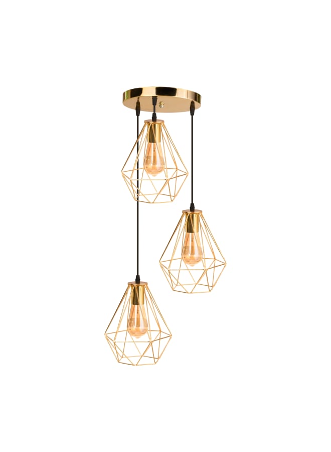 Triple Pendant, Elegant And Distinctive Shape | modern decorative LED E27 pendant light ceiling lamp hanging | suitable for any room | Color: Gold | Size: 70x26x26 cm