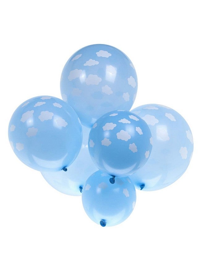 Bastex 10 White Cloud Latex Balloons. Blue Sky Printed Balloon For Baby Shower Birthday Party And More - Image 1