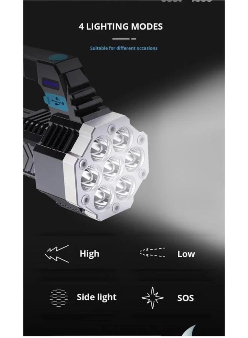 Rechargeable LED Flashlight with COB Side Light, Super Bright Battery Powerd Waterproof Handheld Flashlights - Image 5