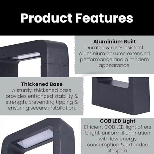 GIGAWATTS TWOLEG 24 Outdoor Garden Light – 12W Integrated Light 101% Rust & Waterproof Die-Casting Aluminum Grey Exterior Fixture Lamp for Garden, Boundary, Street & Home Entrance - Image 3