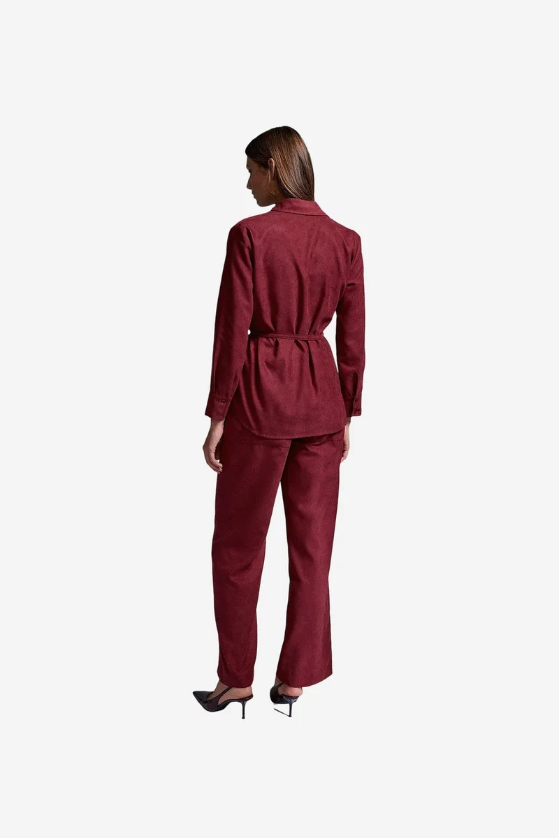 Dilvin Burgundy Red DILVIN Women’s Belted Shirt for Women | Best Price UAE