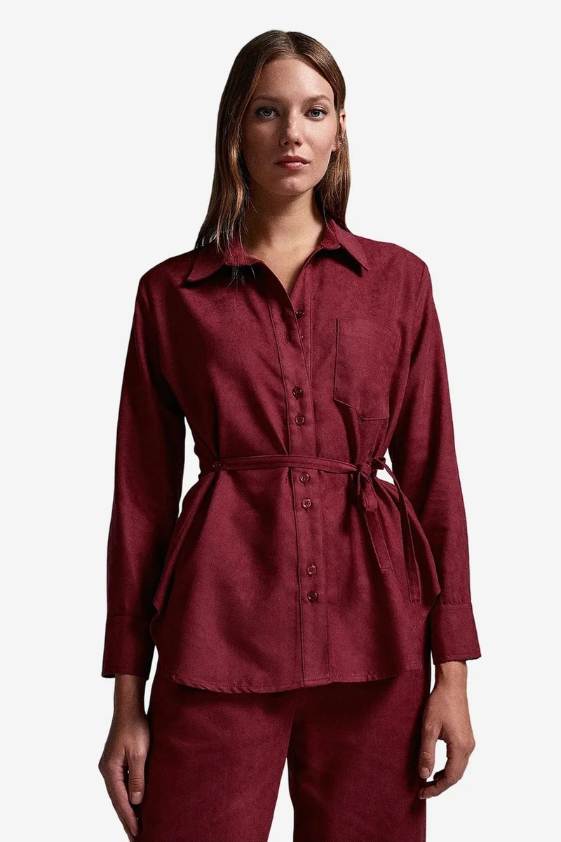 DILVIN Women’s Belted Shirt