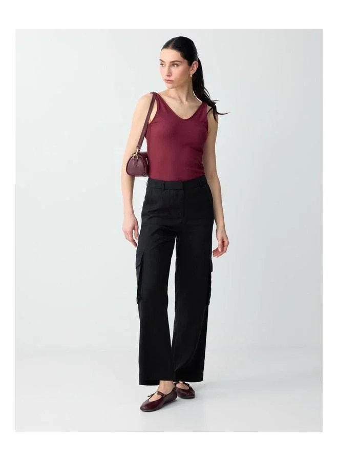 Jimmy Key Burgundy Slim Fit V-Neck Basic Knit Tank Top.