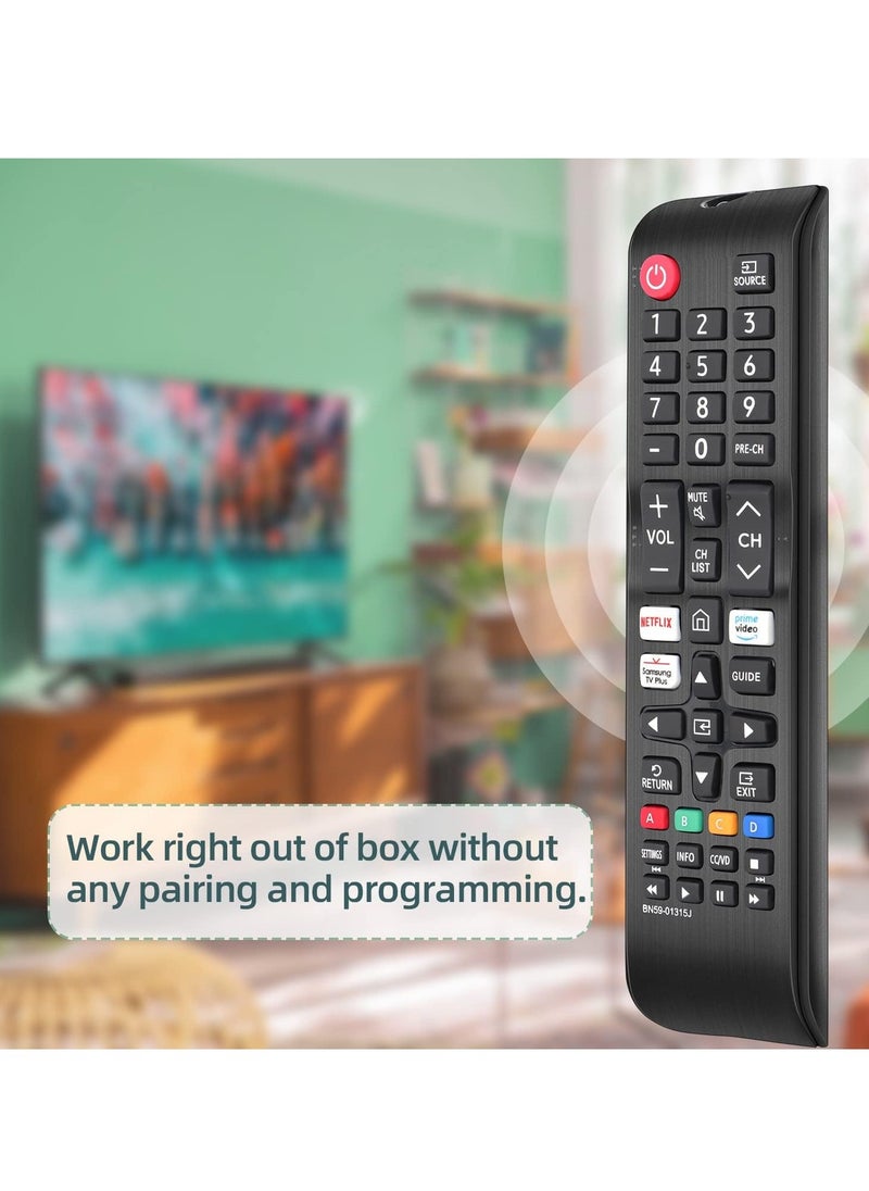 Replacement Remote Control BN59-01315J for Samsung Smart TV – Compatible with Samsung LED, LCD, QLED, 4K, 8K UHD, 3D, HDR, Curved Crystal Smart TVs with Netflix, Prime Video, Samsung TV Plus Buttons