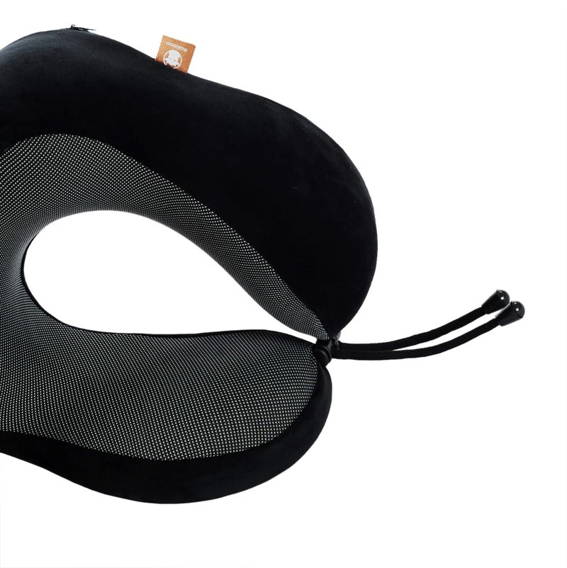 Makimoo Memory Foam Travel Pillow, Neck Pillow with 360-Degree Head Support, Comfortable Ideal for Sleeping on Airplane, Car, Train, Bus and Home Use, Comes with Storage Bag (Black) - Image 4