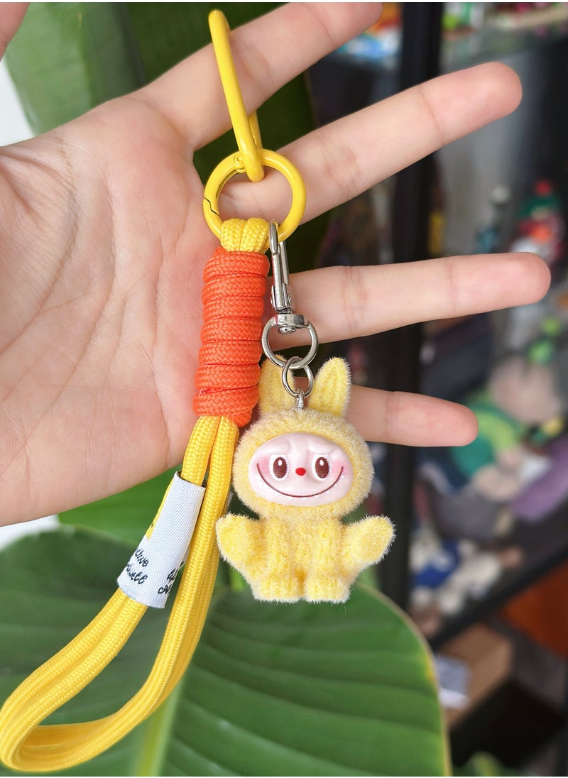 Paraphrase 2-Piece Kawaii Labubu Yellow and White Wrist Keychain, Cute Bag Charm Pair for Besties and Couples, Car Keychain Accessories, Perfect Gifts for Girlfriends  - Image 3