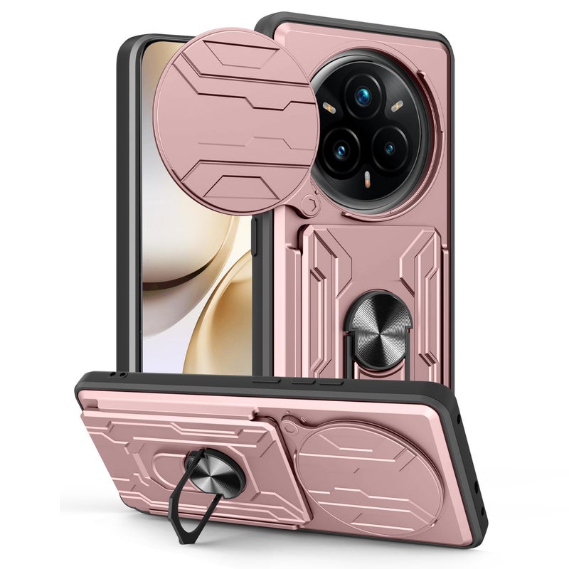 erorex For Realme 14 Pro+ 5G Sliding Camshield TPU+PC Phone Case with Card Slot(Rose Gold) - Image 1