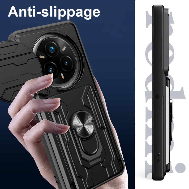 erorex For Realme 14 Pro+ 5G Sliding Camshield TPU+PC Phone Case with Card Slot(Rose Gold) - Image 5