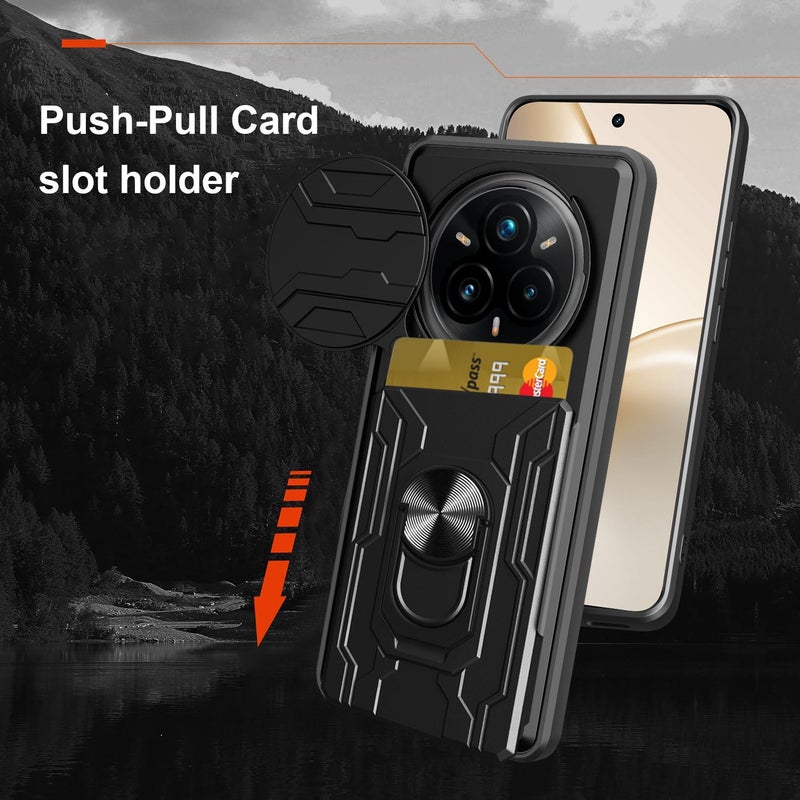 erorex For Realme 14 Pro+ 5G Sliding Camshield TPU+PC Phone Case with Card Slot(Rose Gold) - Image 2