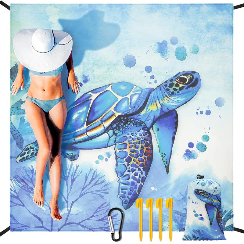HIHOHO Beach Blanket Waterproof Sandproof Extra Large Beach Mat 79 X 83120x108for 18 Adults Quick Drying Durable Outdoor Picnic Mat for Beach Travel Camping Hiking - Image 2