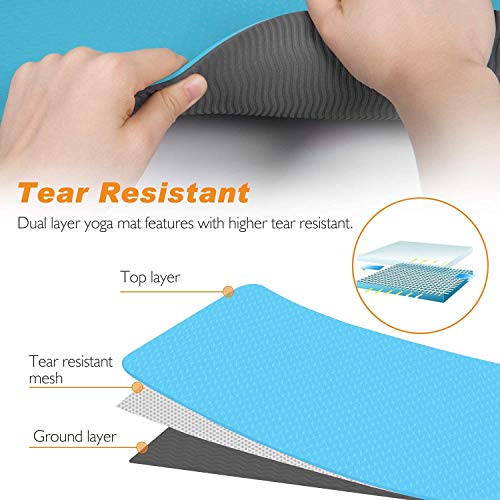 Bodylastics Yoga Mat for Men and Women with Carry Bag TPE 6ft x 2ft x 6mm Large Size Anti Slip & Anti Tear Workout Mat (Pink/Light Pink) - Image 5