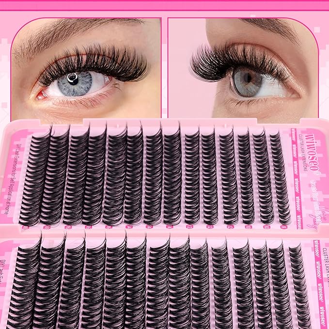 wiwoseo Individual Eyelashes 560pcs Natural Cluster Lashes D Curl Individuals Cluster Eyelashes Russian Lash Clusters Individual Lashes Natural Look Eyelash Clusters for DIY at Home 816MM - Image 5