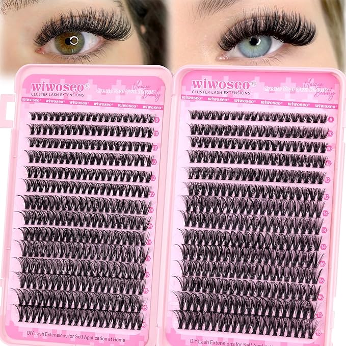 wiwoseo Individual Eyelashes 560pcs Natural Cluster Lashes D Curl Individuals Cluster Eyelashes Russian Lash Clusters Individual Lashes Natural Look Eyelash Clusters for DIY at Home 816MM - Image 1