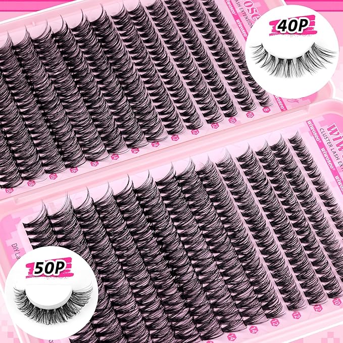 wiwoseo Individual Eyelashes 560pcs Natural Cluster Lashes D Curl Individuals Cluster Eyelashes Russian Lash Clusters Individual Lashes Natural Look Eyelash Clusters for DIY at Home 816MM - Image 2