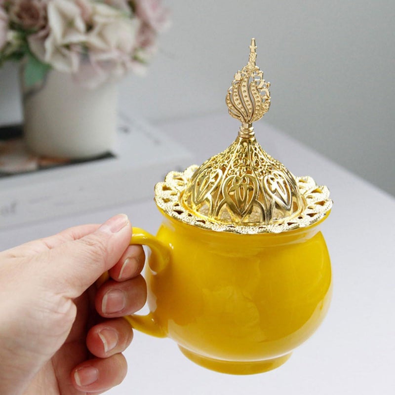 Modern Gold Metal Ceramic Incense Burner Holder For Aromatherapy Cone Stand - Image 4