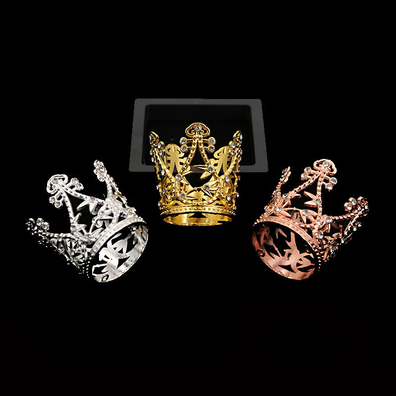 Flowers Car Children'S Leaves Water Drops Rhinestone Cake Decorative Ornaments Mini Alloy Crown - Image 2