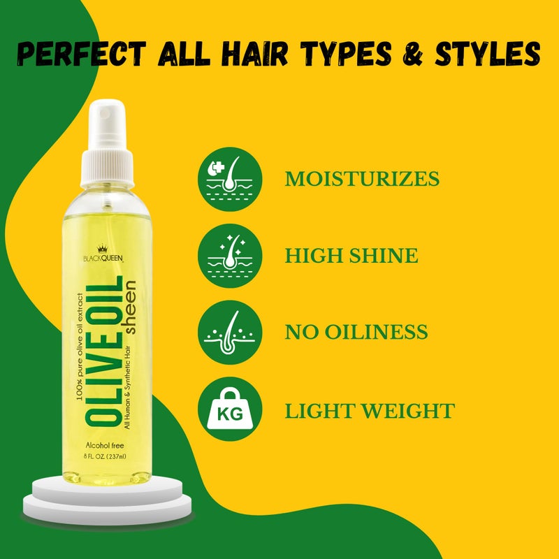 Black Queen بخاخ زيت الزيتون الأسود الملكي للشعر المجعد، الضفائر، التويست، الضفائر، الكورنرو، شعر 4C - مرطب، منعش - 2 أونصة - صنع في الولايات المتحدة (عبوة من 1) - Image 5