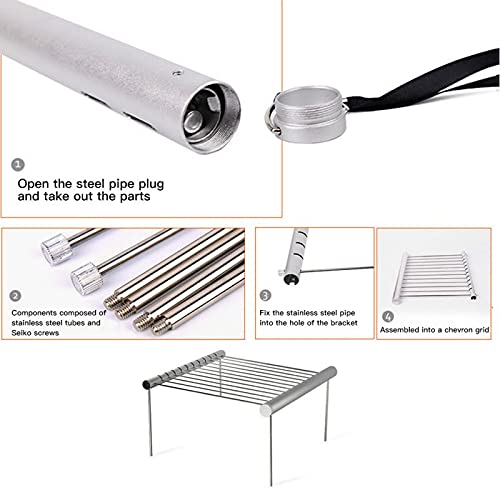 Sisliya BBQ Grills Stainless Steel Smoker Grill Portable Camping Barbecue Grill Foldable Compact Camping Grill for Camping Hiking Picnic - Image 4