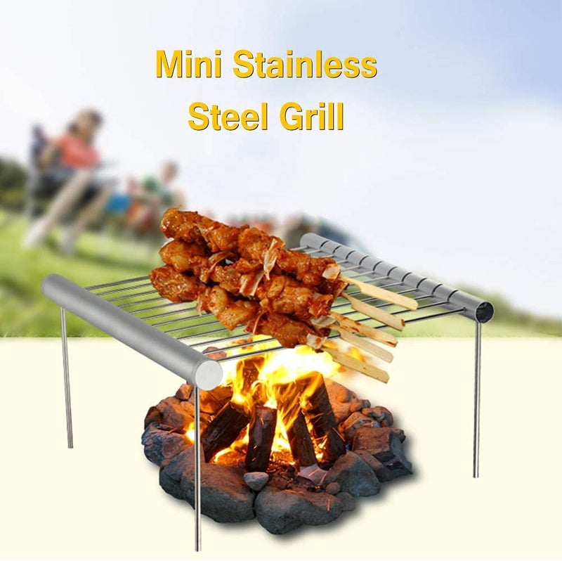 Sisliya BBQ Grills Stainless Steel Smoker Grill Portable Camping Barbecue Grill Foldable Compact Camping Grill for Camping Hiking Picnic - Image 2