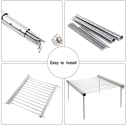 Sisliya BBQ Grills Stainless Steel Smoker Grill Portable Camping Barbecue Grill Foldable Compact Camping Grill for Camping Hiking Picnic - Image 3