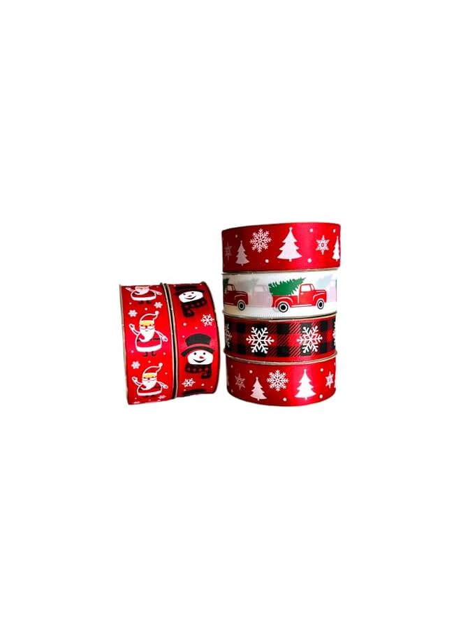 The Bros 6 Piece Christmas Ribbons for Gift Wrapping & Tree Decorations – Snowman Santa Claus Truck Snowflakes Tree Theme Christmas Gift Wrap Ribbons - Xmas Presents Wrapping Ribbons - Image 3