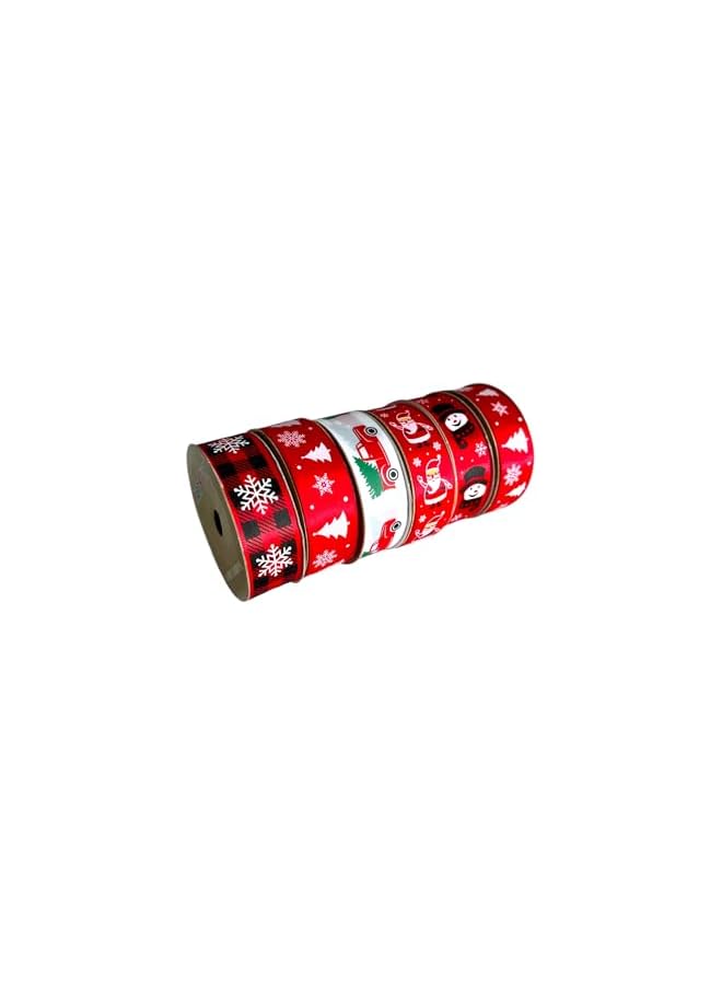 The Bros 6 Piece Christmas Ribbons for Gift Wrapping & Tree Decorations – Snowman Santa Claus Truck Snowflakes Tree Theme Christmas Gift Wrap Ribbons - Xmas Presents Wrapping Ribbons - Image 4
