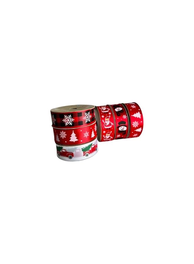 The Bros 6 Piece Christmas Ribbons for Gift Wrapping & Tree Decorations – Snowman Santa Claus Truck Snowflakes Tree Theme Christmas Gift Wrap Ribbons - Xmas Presents Wrapping Ribbons - Image 5
