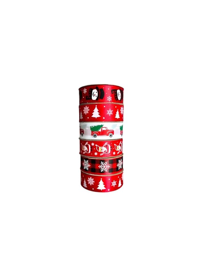 The Bros 6 Piece Christmas Ribbons for Gift Wrapping & Tree Decorations – Snowman Santa Claus Truck Snowflakes Tree Theme Christmas Gift Wrap Ribbons - Xmas Presents Wrapping Ribbons - Image 2